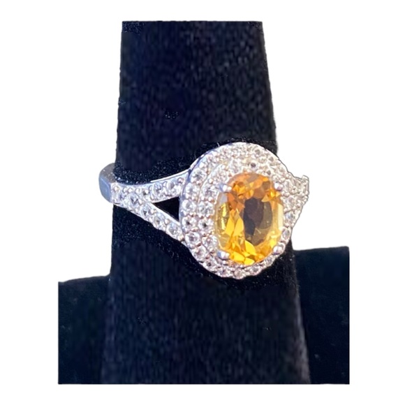 Womens Genuine Yellow Citrine Sterling Silver Cocktail Ring, Size 6.75, NWOT - Picture 3 of 12